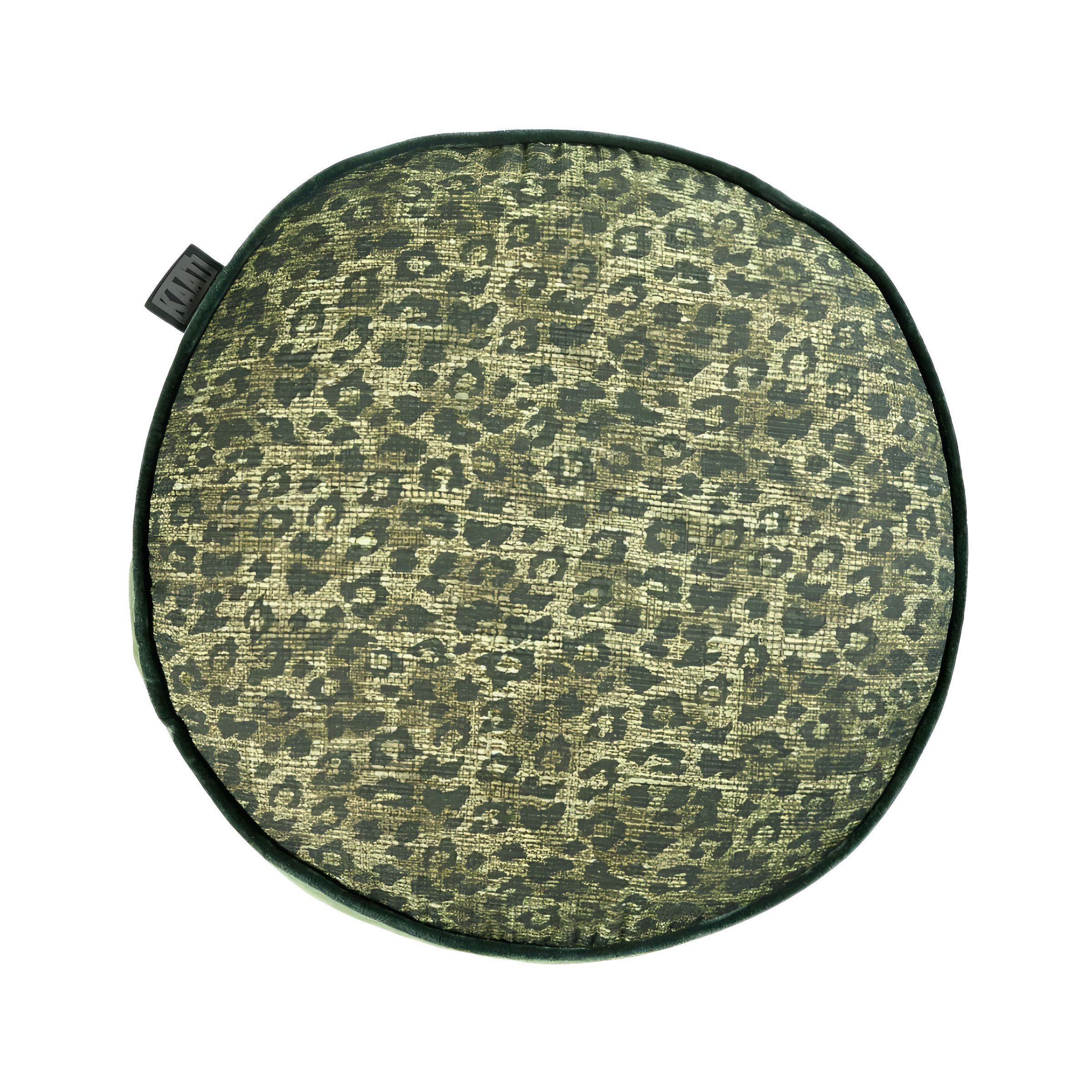 Green Leopard Print Round Cotton Cushion for Stylish Home Decor