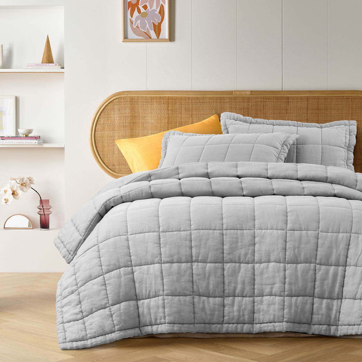 Dove Grey | French Flax Linen Quilt Coverlet Set | Queen