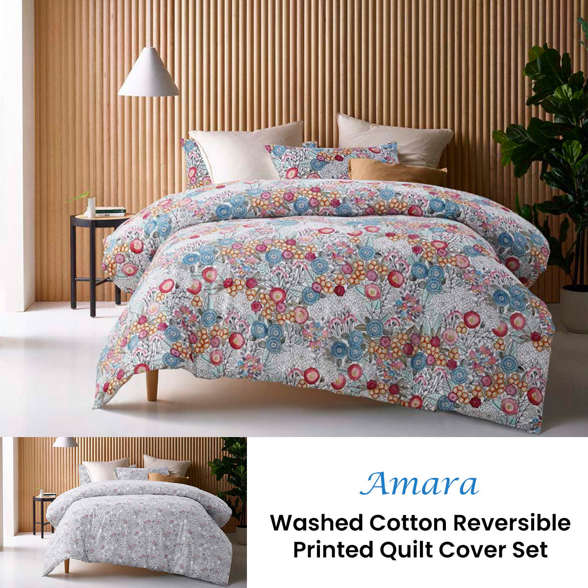 Amara | Reversible Quilt Cover Set | Queen