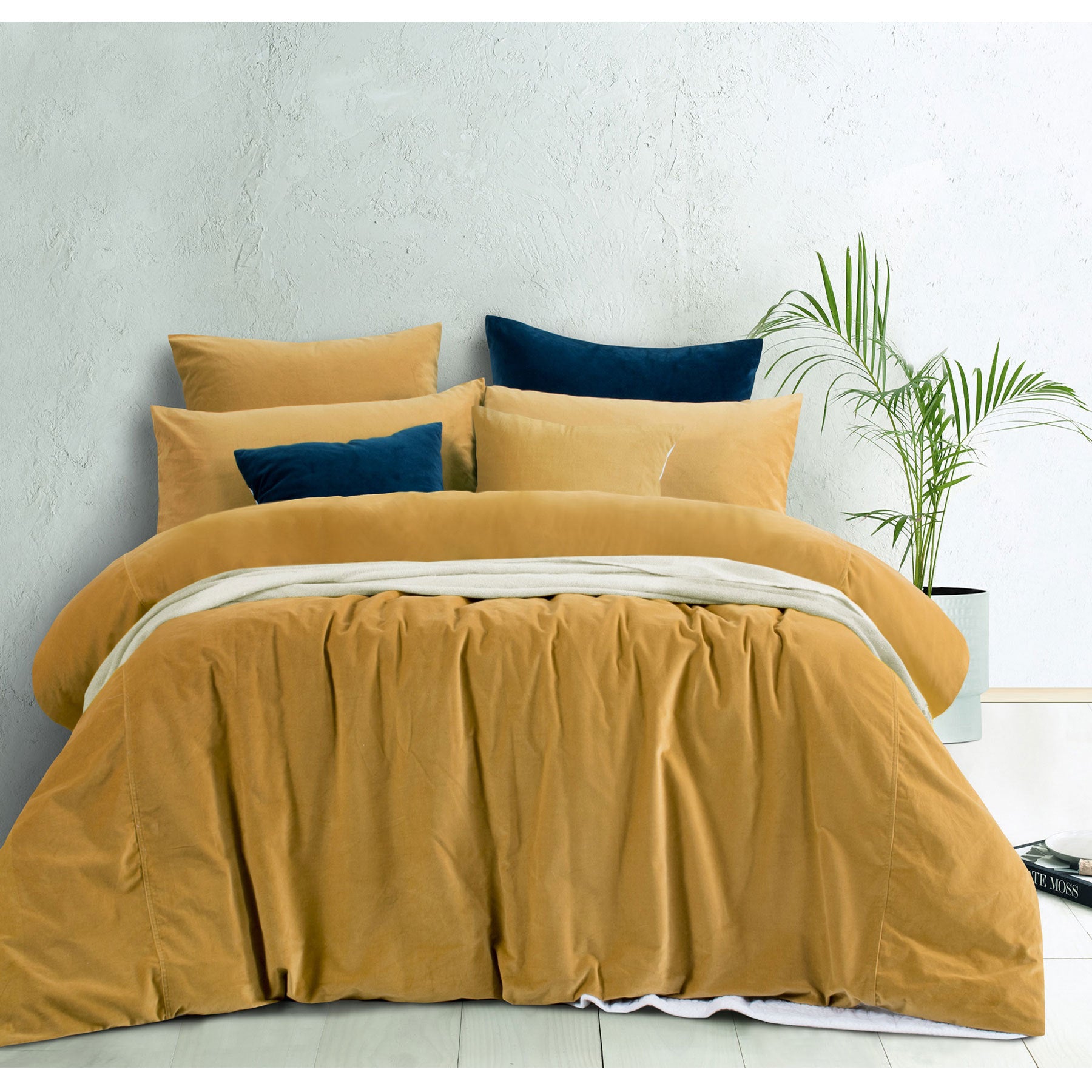 Cotton Velvet Quilt Cover Set Gold Harmony | Queen