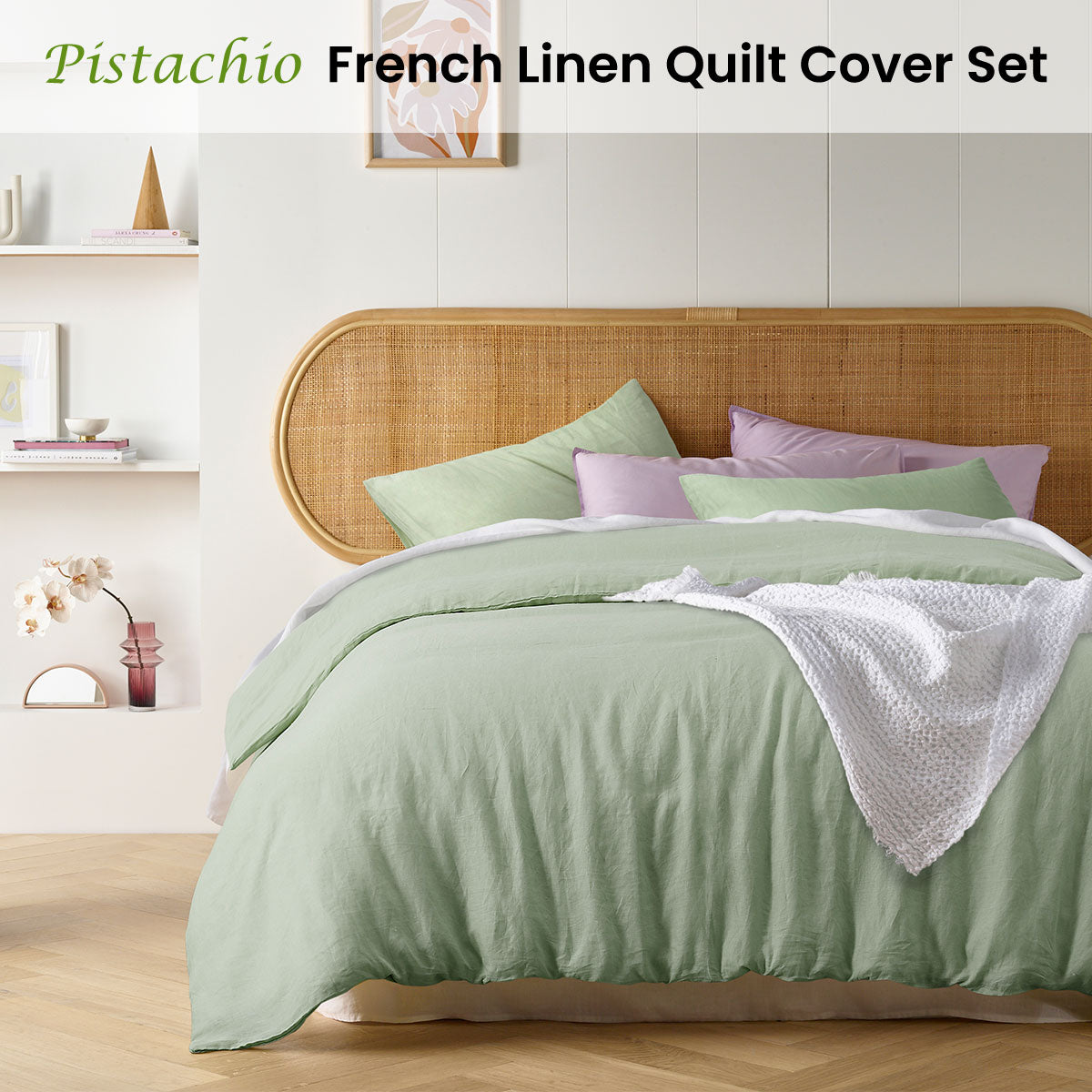 Pistachio French Linen Quilt Cover Set | King