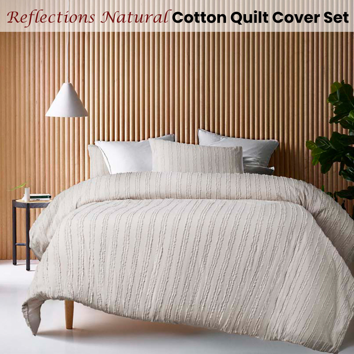 Reflections Natural Cotton Quilt Cover Set | King