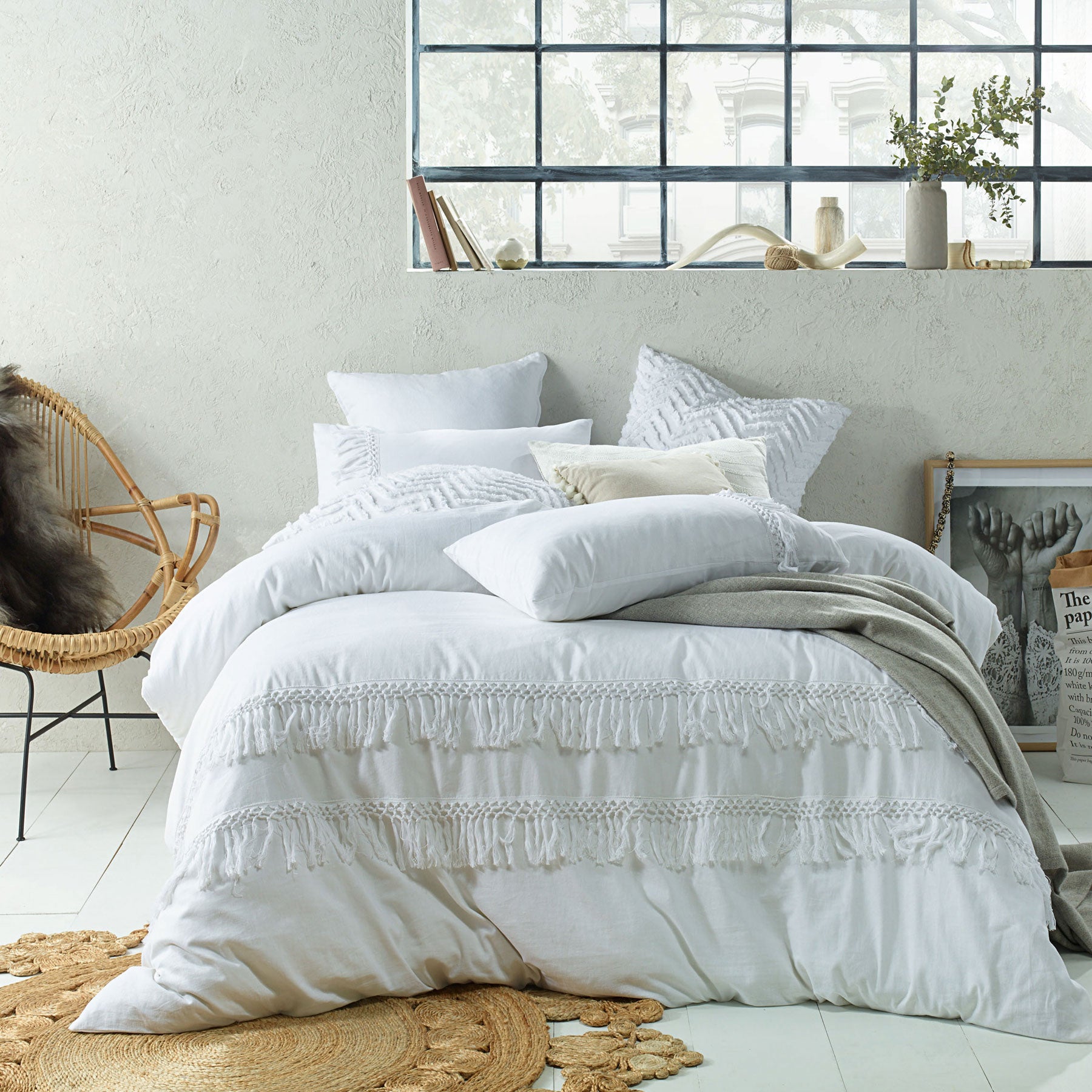 White Tassel | Quilt Cover Set | Queen