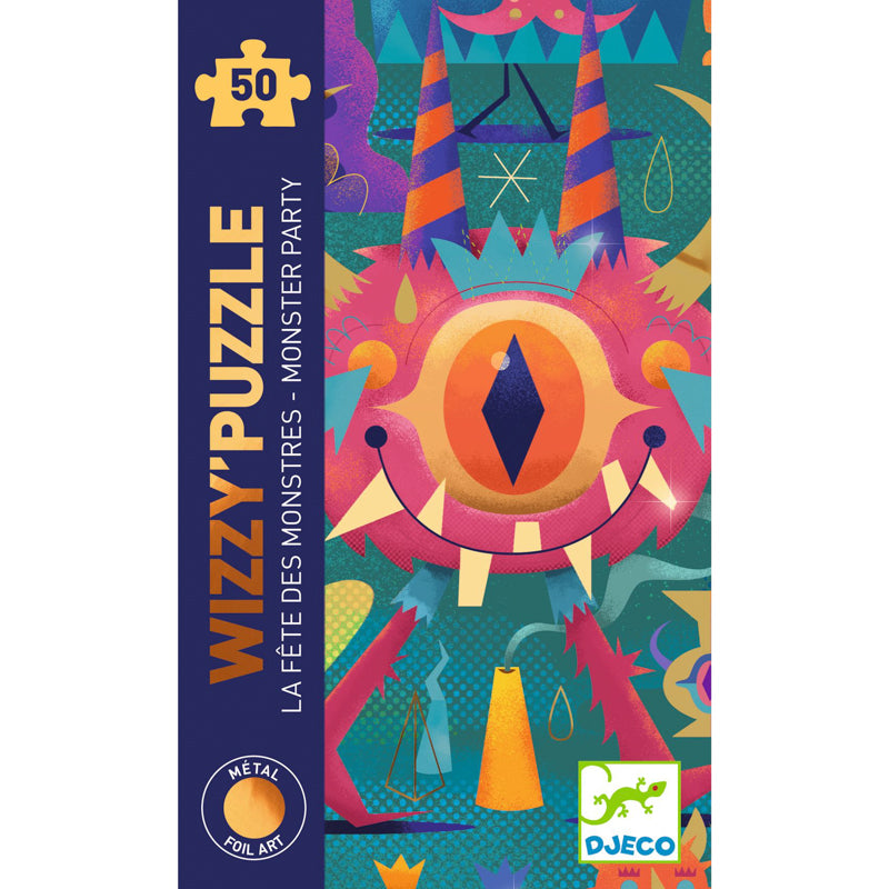 djeco monster party 50 piece wizzy jigsaw puzzle box image front of box