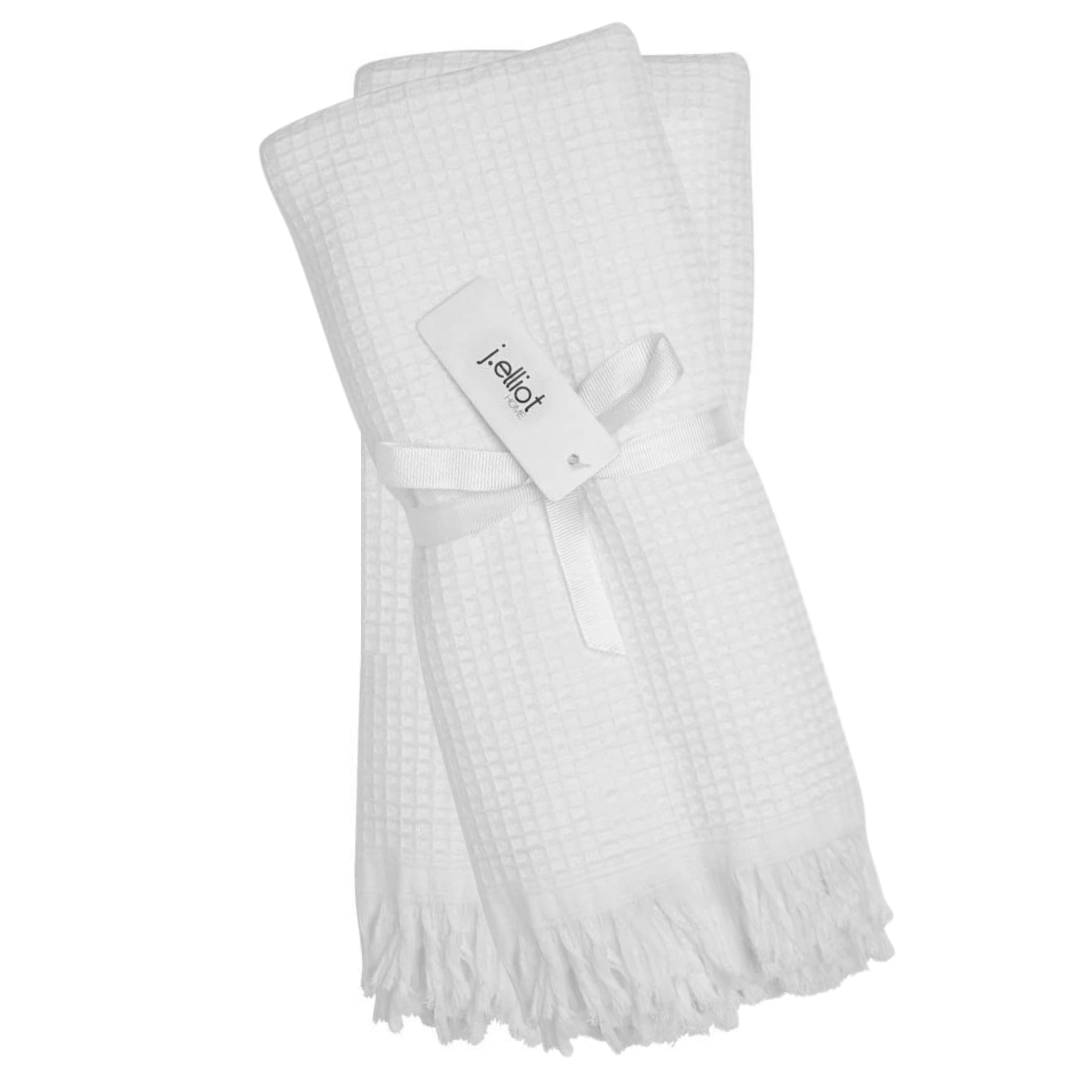 Packaged Camila Cotton Waffle Hand Towels in Cloud, ready to bring a pure and comforting touch to your home.