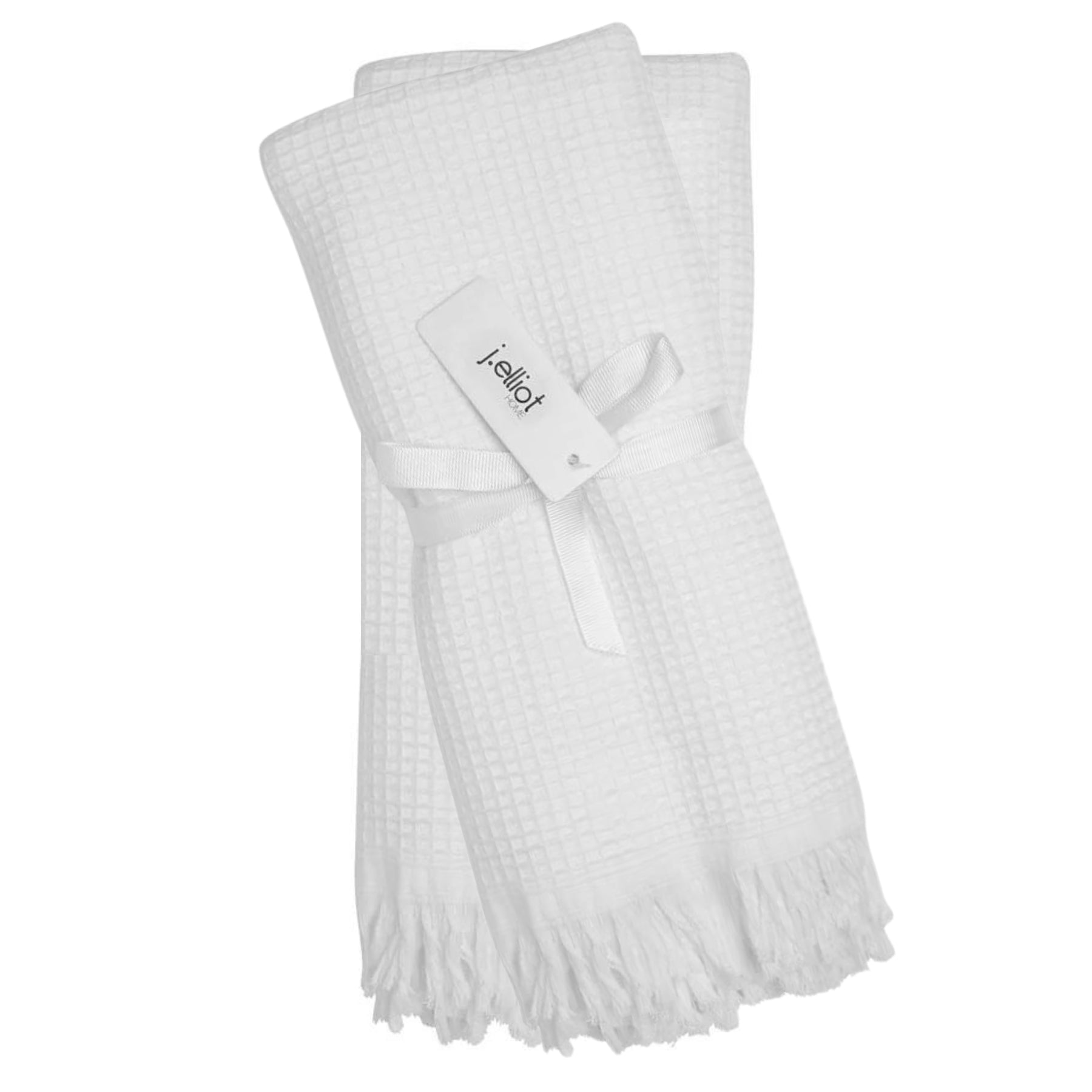 Packaged Camila Cotton Waffle Hand Towels in Cloud, ready to bring a pure and comforting touch to your home.