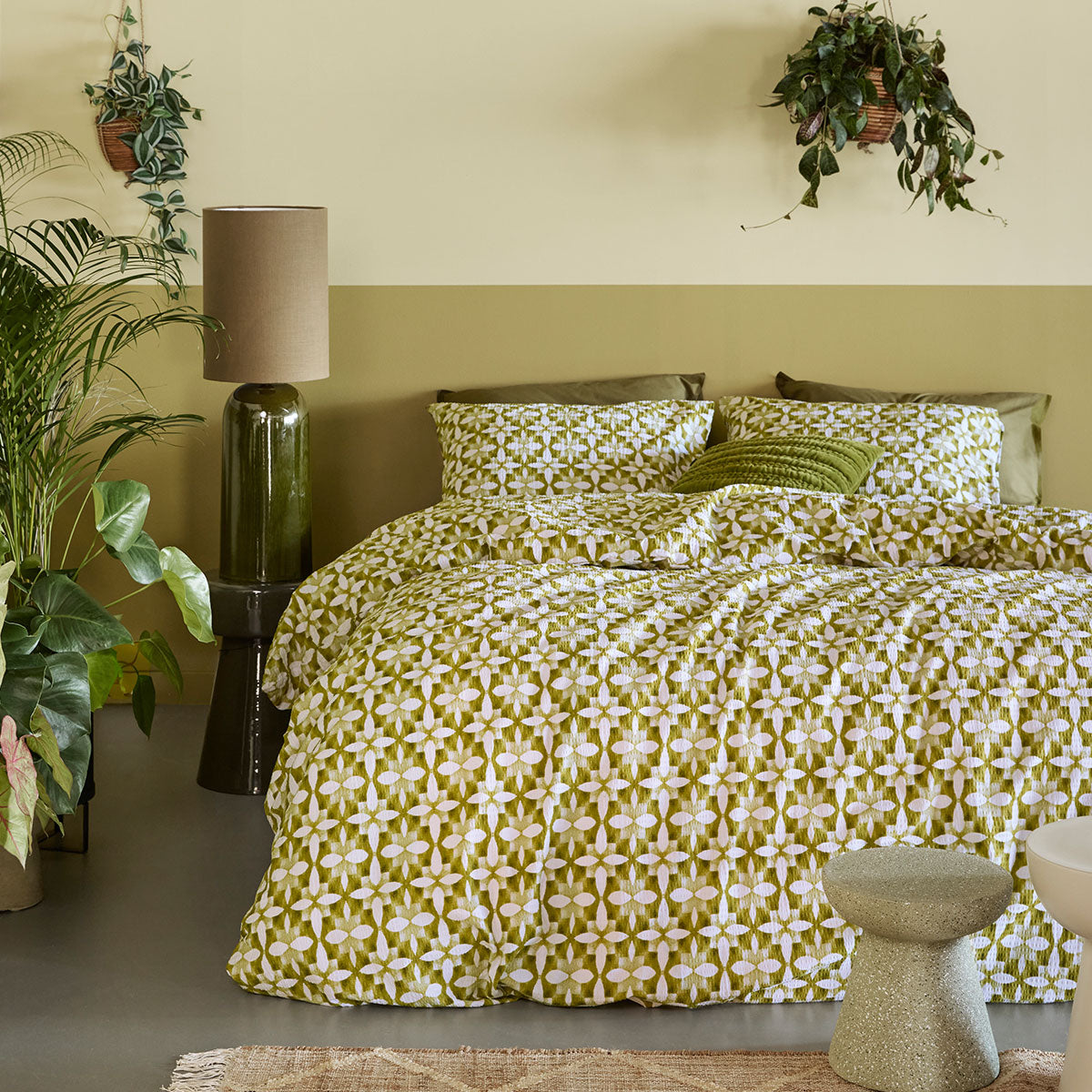 Mae Green Seersucker | Quilt Cover Set | Queen