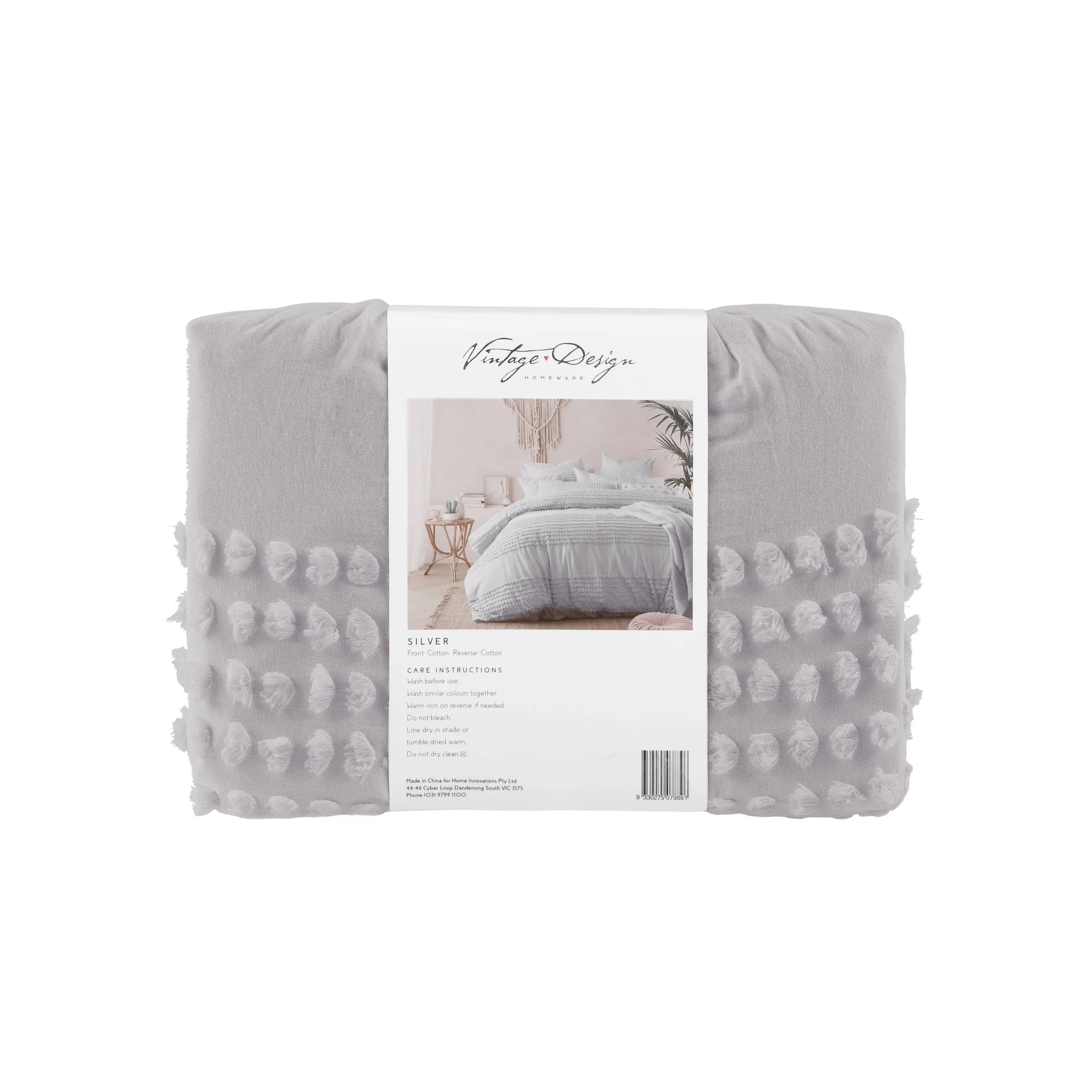 Full Set of Betty Silver Queen Size Quilt Cover on Modern Bed