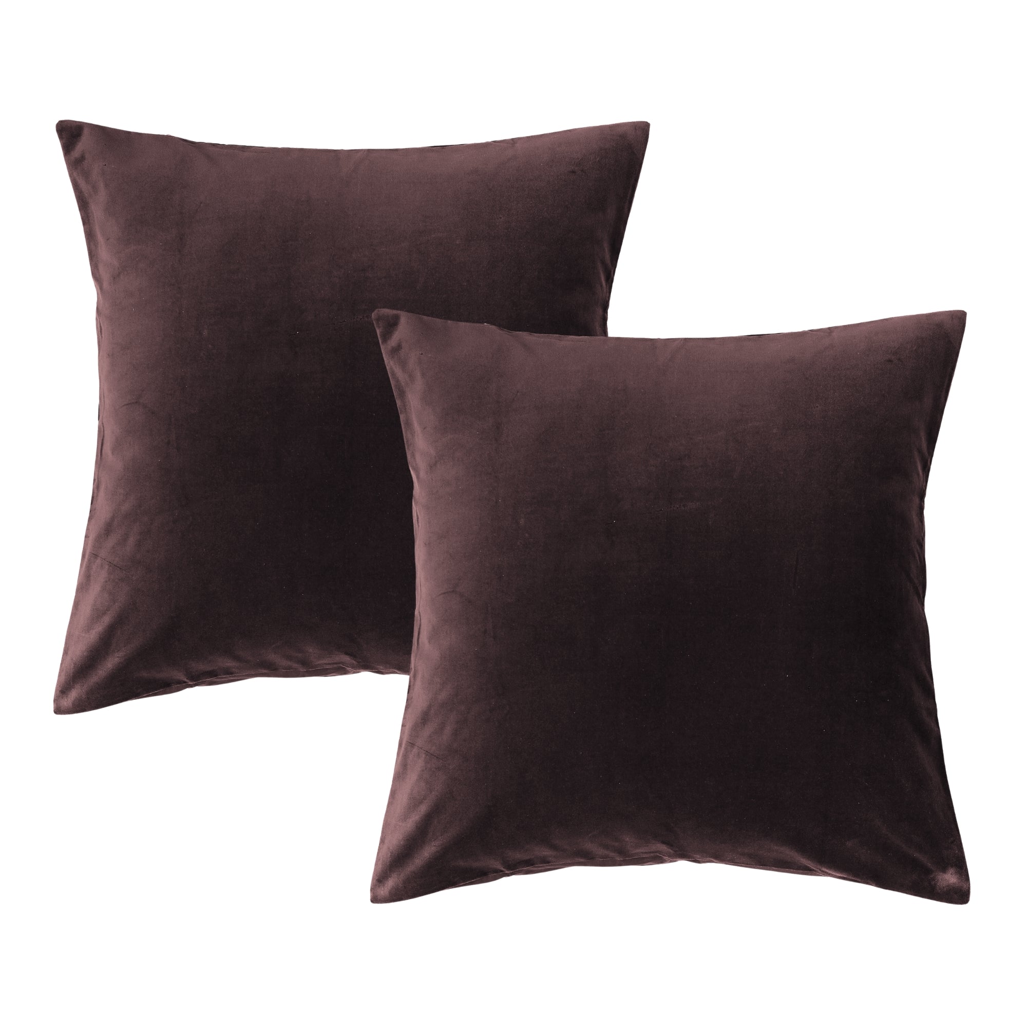 Espresso European Velvet Pillowcases in a Rich Brown Shade - Front View