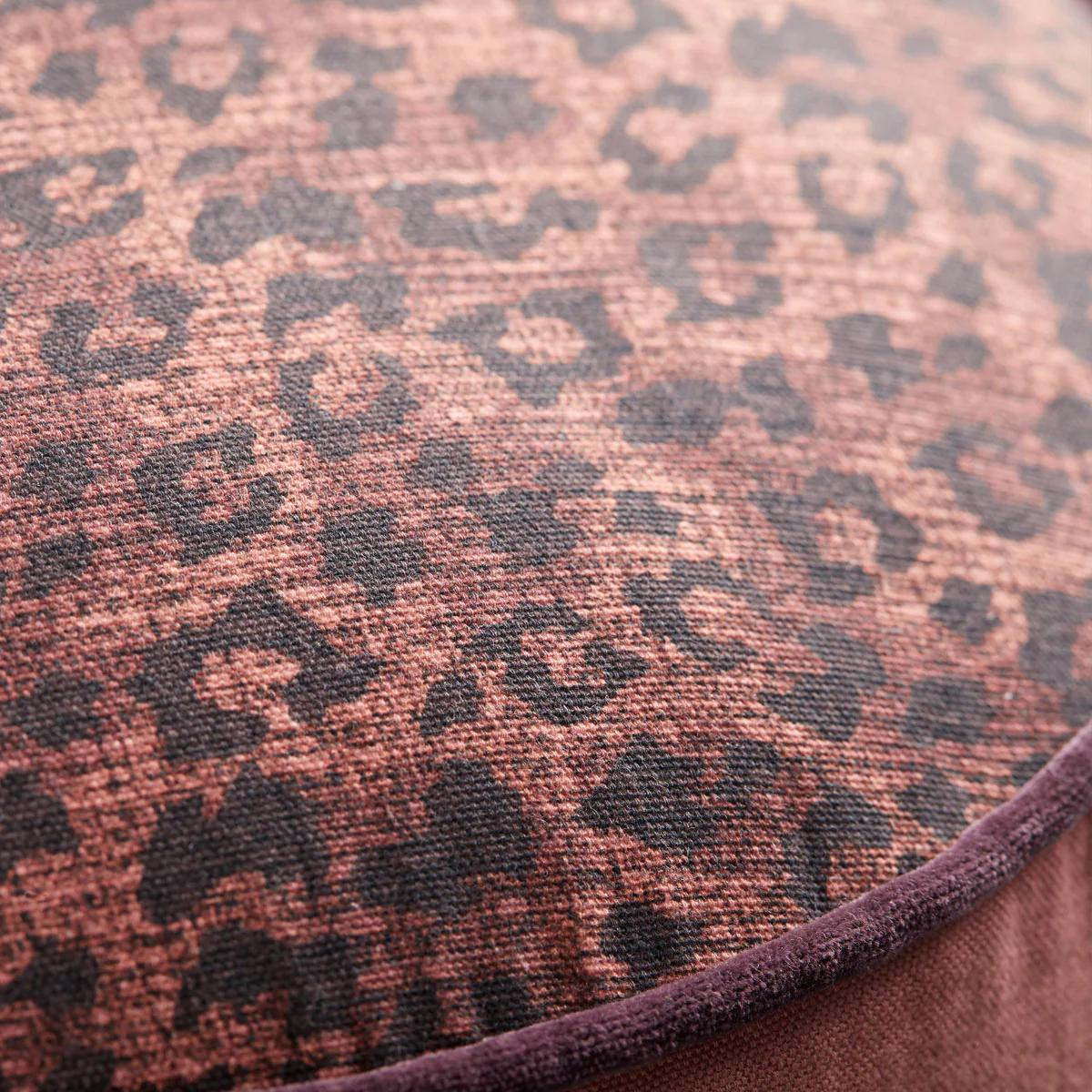 Luxurious Burgundy Round Pillow with Animal Pattern for Cozy Elegance