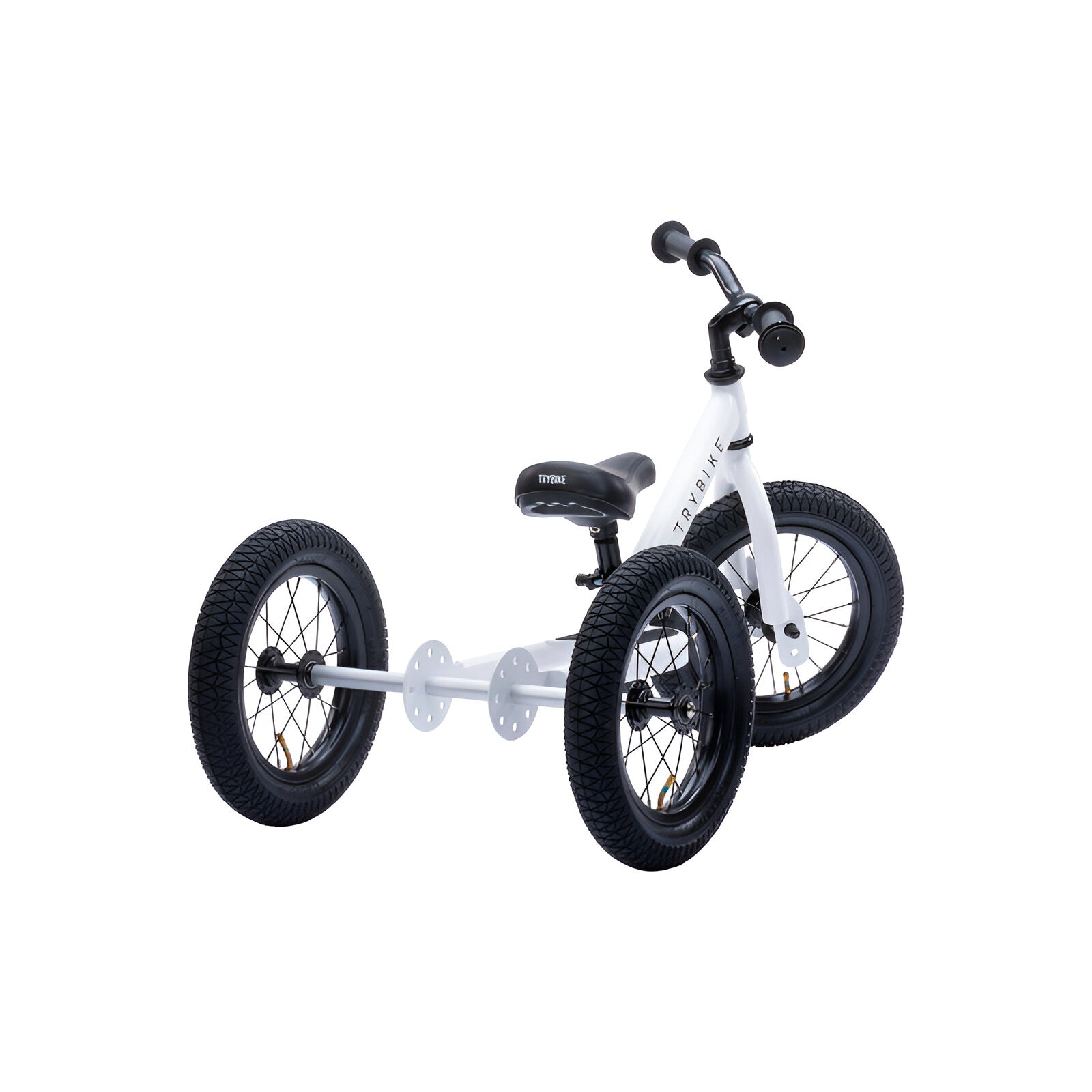 The versatile White Trybike 2-in-1 tricycle and balance bike for children.