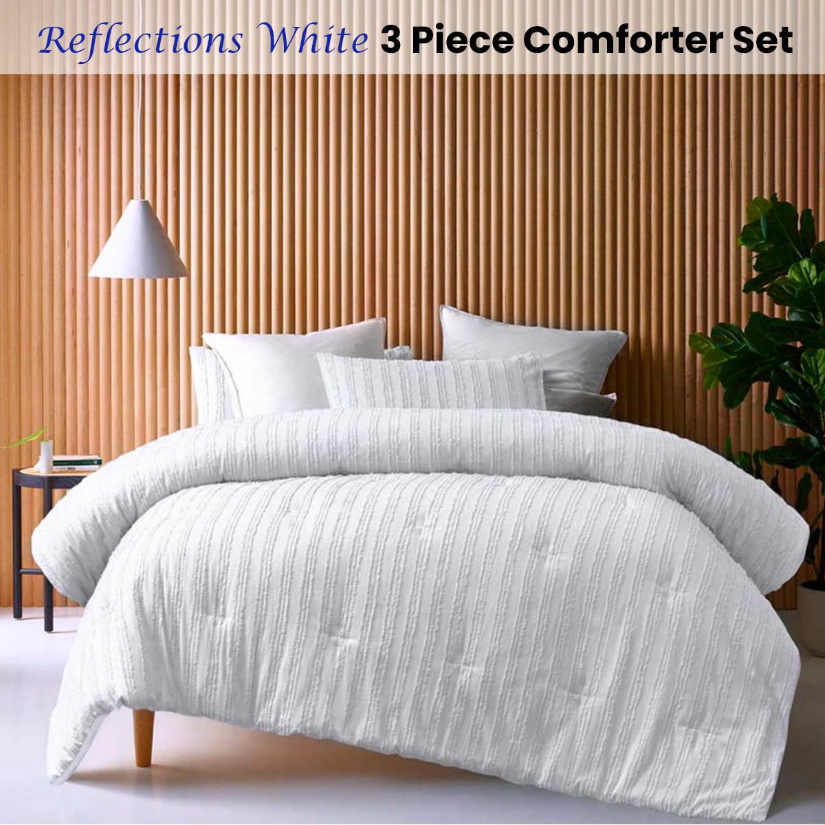 Reflections White 3 Piece Comforter Set | King