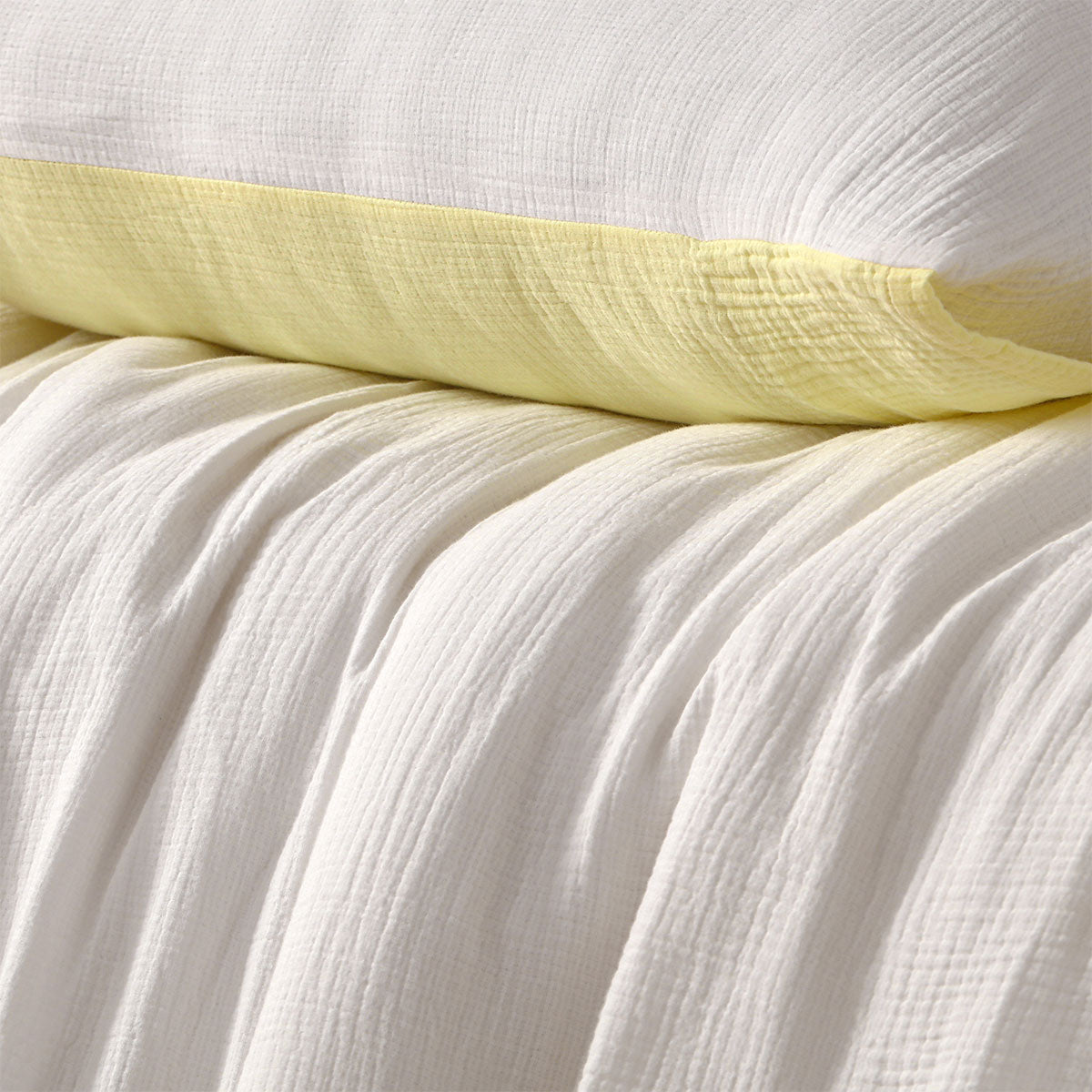 White - Butter Reversible | Cotton Gauze Quilt Cover Set | Queen