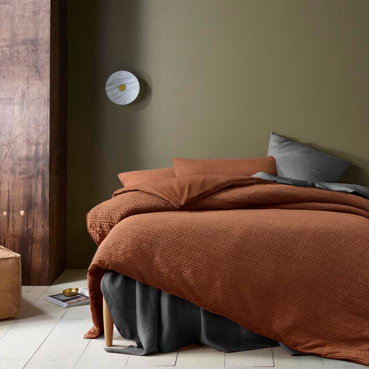 Tobacco | Waffle Quilt Cover Set | Queen