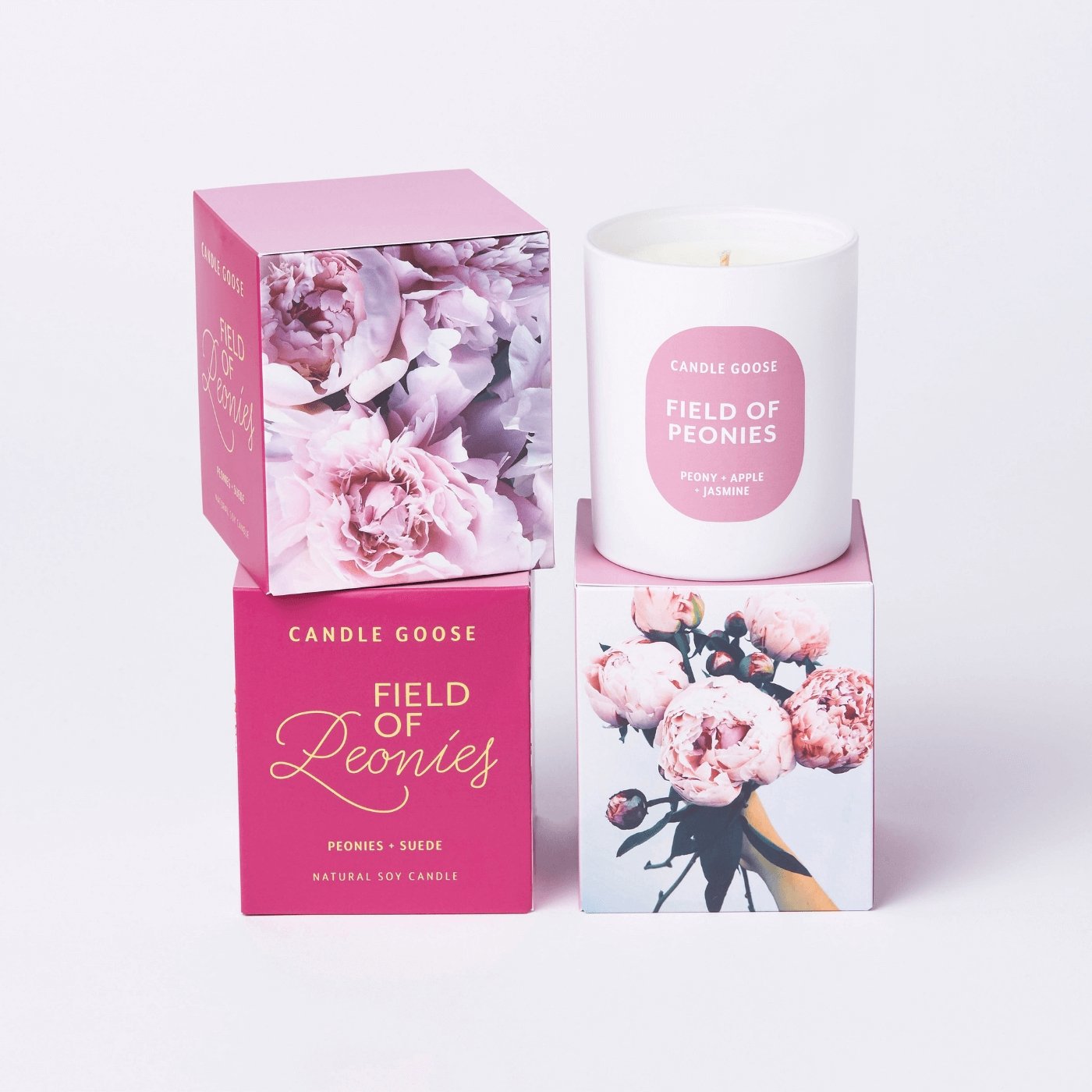 Field Of Peonies Hand Poured Soy Wax Candle - 300g -The Mountain Merchant -Candle Goose