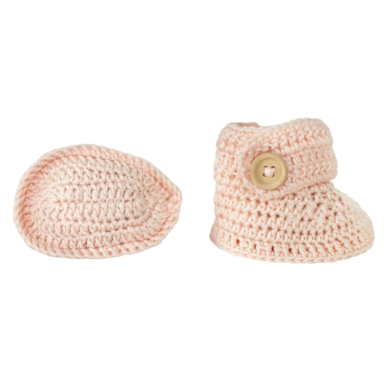Handmade Crochet Bonnet & Bootie Set - Peach -The Mountain Merchant -OB Designs