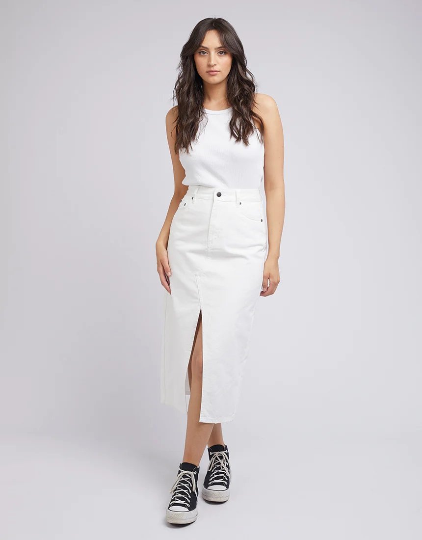 Jessie Midi Skirt - White -The Mountain Merchant -All About Eve