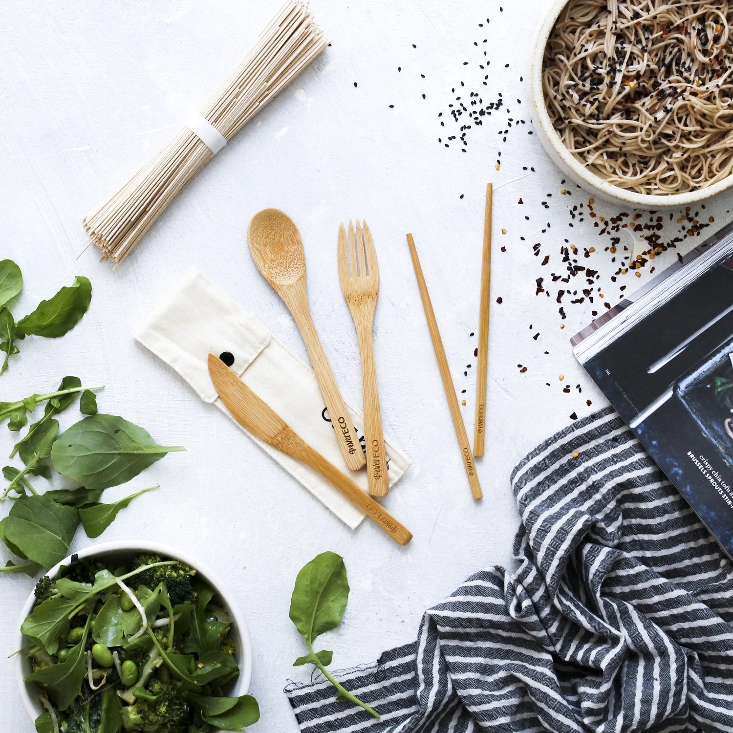 Reusable Bamboo Cutlery Set + Chopsticks -The Mountain Merchant -Ever Eco